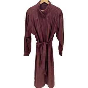 Luxurious Handmade Italian Horsehide Leather Coat Italy Mauve Oversized M Y2K